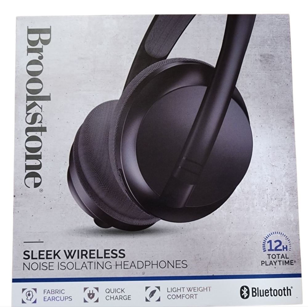 Brookstone Sleek Wireless Noise Isolating Headphones